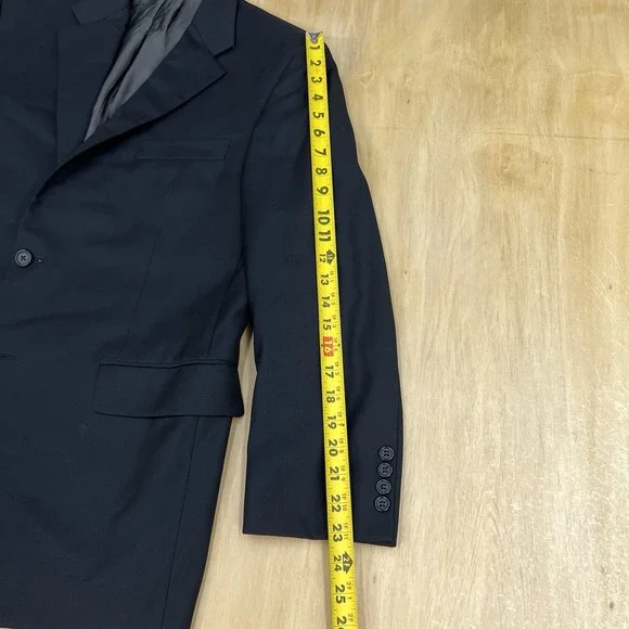Hickey Freeman Suit Top Jacket Blazer Men 40S Short Wool Micro Herringbone Black